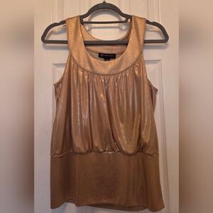 Womens INC Brand Halter Top With Blouson Hem. Shimmery Gold - Size Small